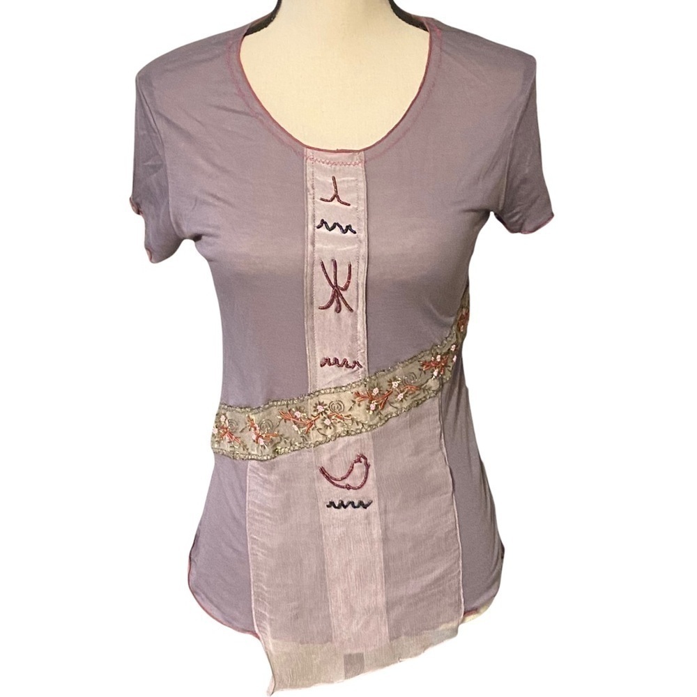 Hale Bob women’s floral mauve top size M boho festival hippie